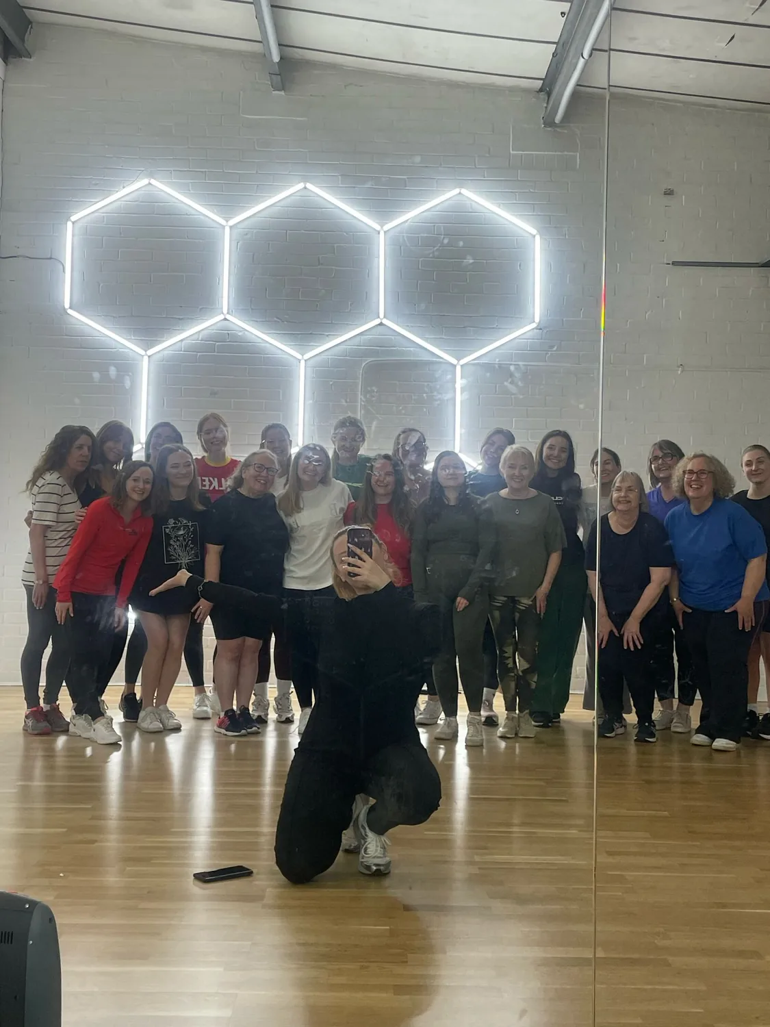 Hen group rehearsing at a RuPaul hen party dance class in Leicester